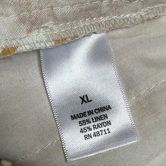 Ophelia Roe Short XL Linen Rayon Orange Tropical Hawaiian Floral Ruffle Tie Belt - Picture 6 of 6